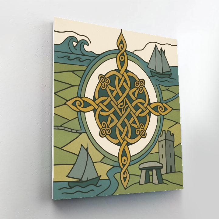 Celtic Compass Rose, Ireland Crafted paint by numbers