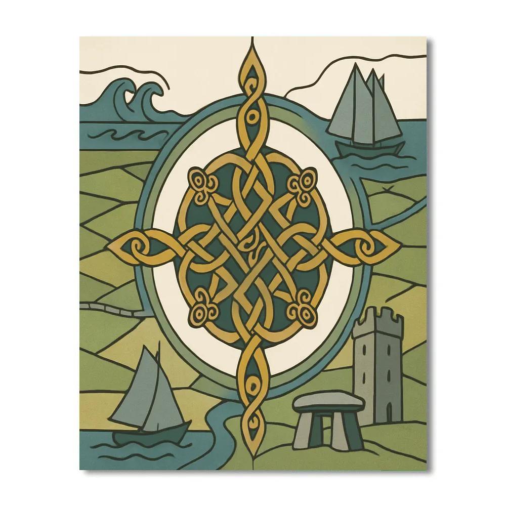 Celtic Compass Rose, Ireland Crafted paint by numbers
