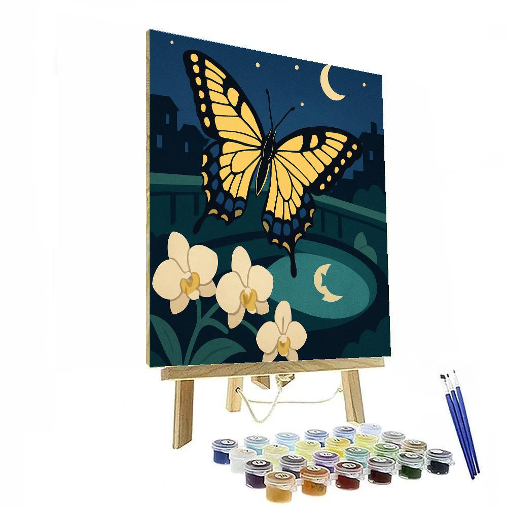 Moonlit Orchid Terrace With Butterfly paint by numbers