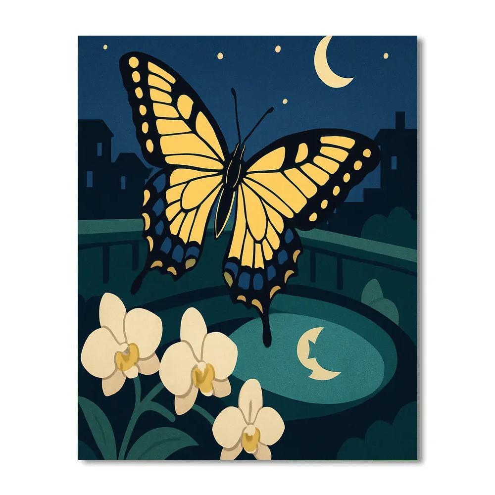 Moonlit Orchid Terrace With Butterfly paint by numbers