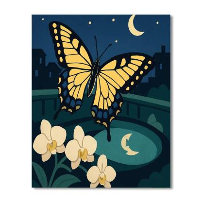 Moonlit Orchid Terrace With Butterfly paint by numbers