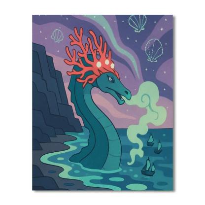 Fantasy-Crowned Tide Dragon paint by color