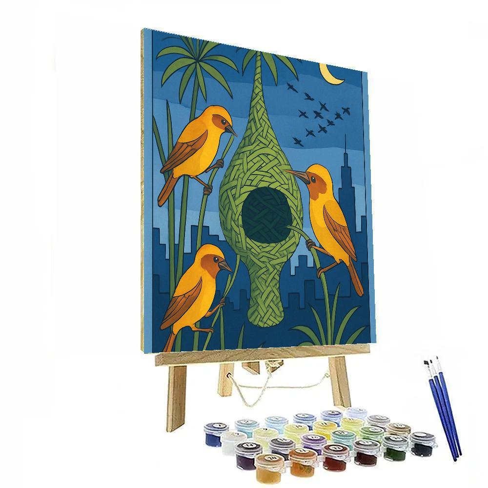 Lanternwing Weaver Birds In The Paper Reed City Numbered painting kits
