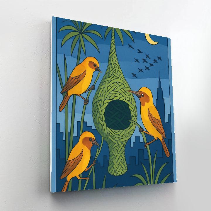 Lanternwing Weaver Birds In The Paper Reed City Numbered painting kits