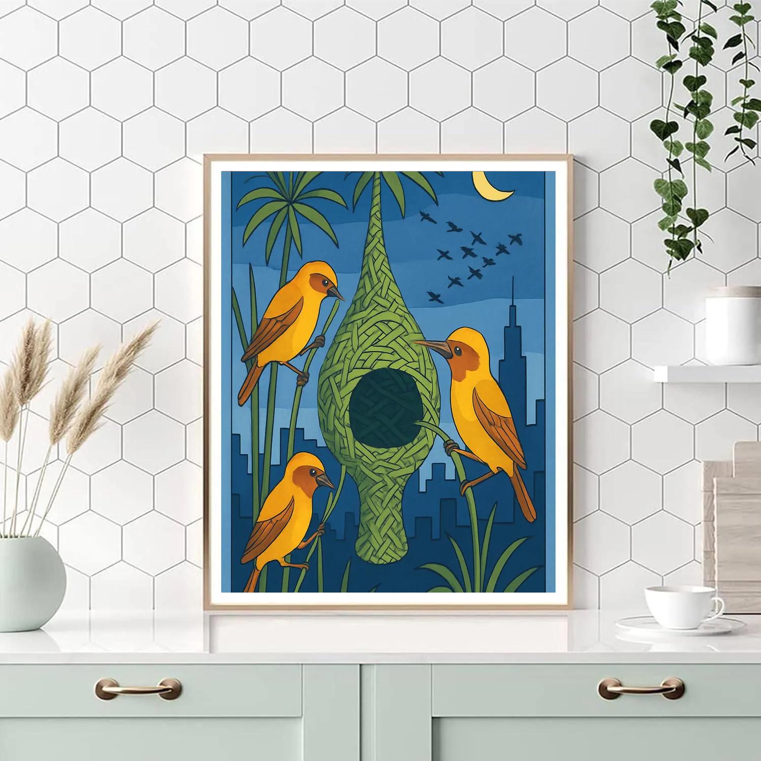 Lanternwing Weaver Birds In The Paper Reed City Numbered painting kits