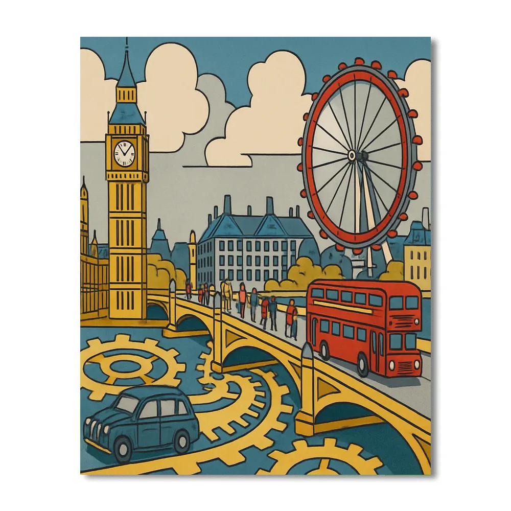 Thames Clockwork Skyline In London Painting by numbers kit