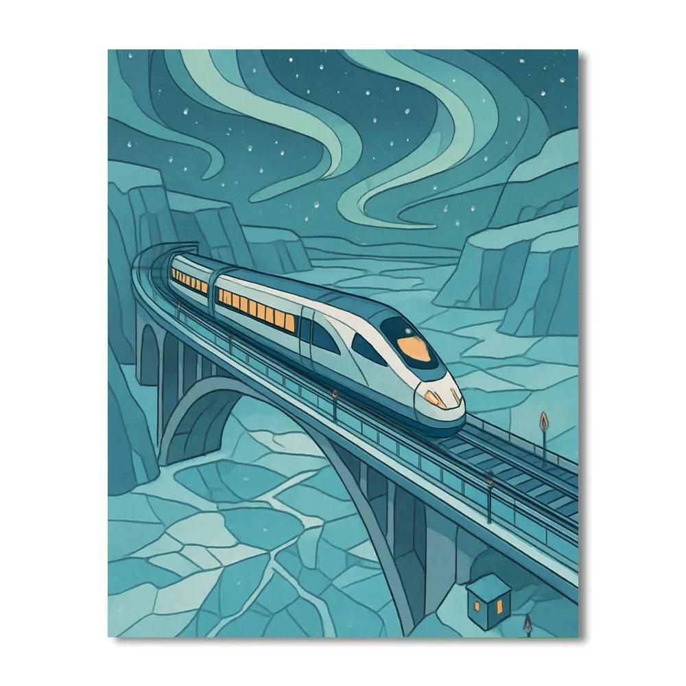 Glacier Bridge Express With Train painting number kit