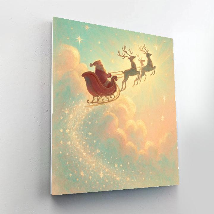 Santa Sleigh Over A Candy Colored Cloud Bank Painting by numbers kit