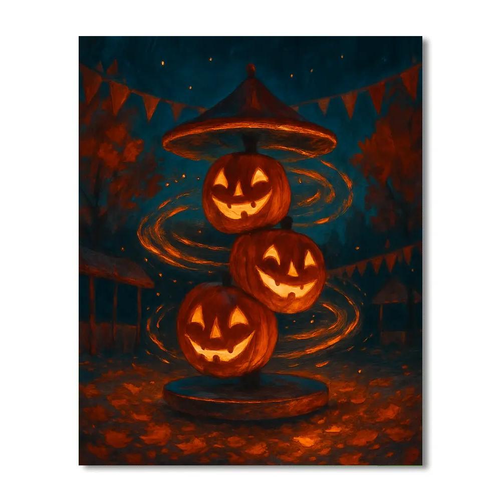 Jack O Lantern Carousel At The Forgotten Fair paint by color