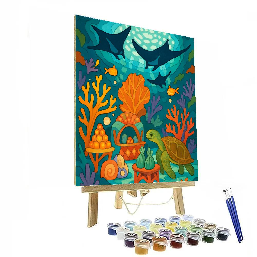 Coral Market With Ocean Skylight Number painting