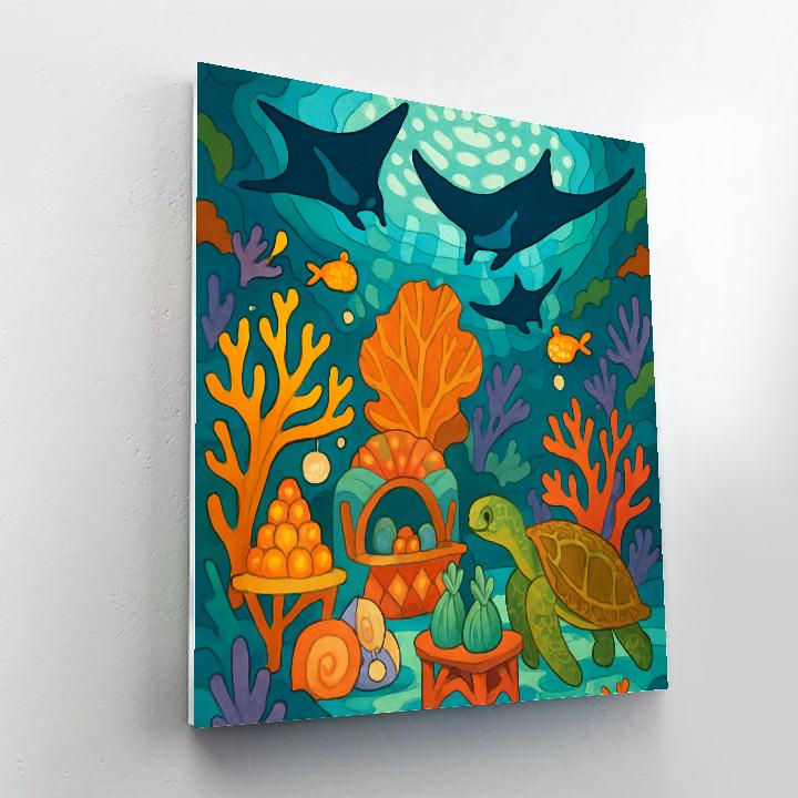 Coral Market With Ocean Skylight Number painting