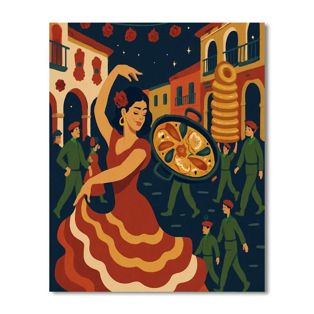 Midnight Tapas Festival Spain Parade Numbered painting kits