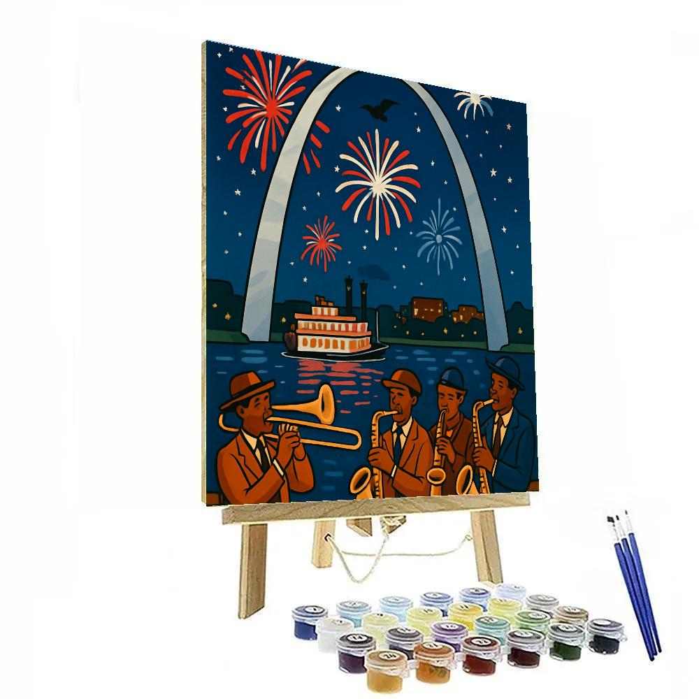 USA Crafted Jazz Night At The Gateway Arch paint by numbers