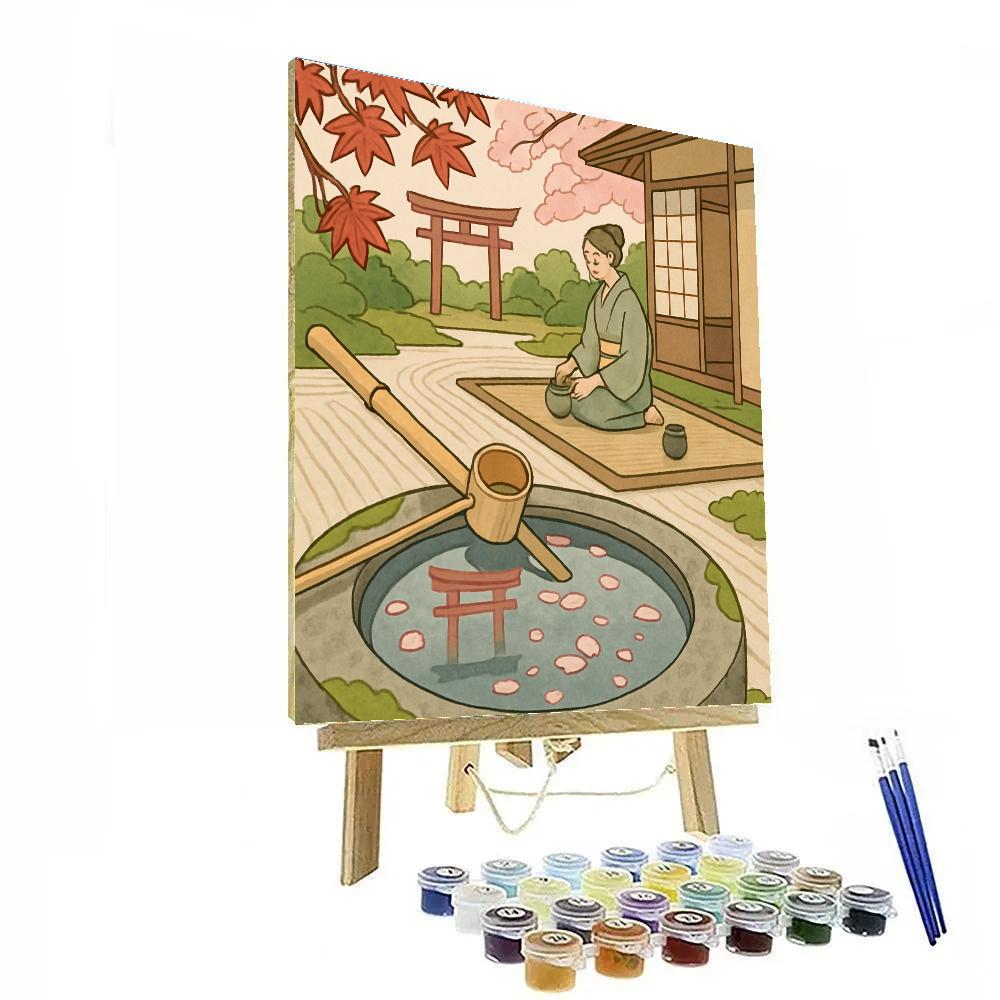 Tea Garden Reflections In Japan painting number kit