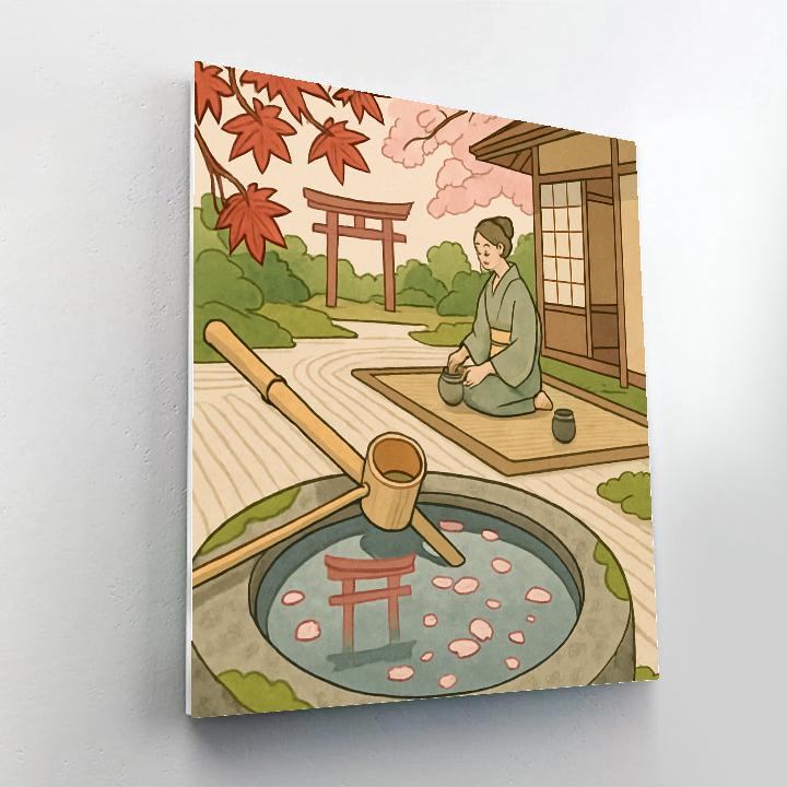 Tea Garden Reflections In Japan painting number kit