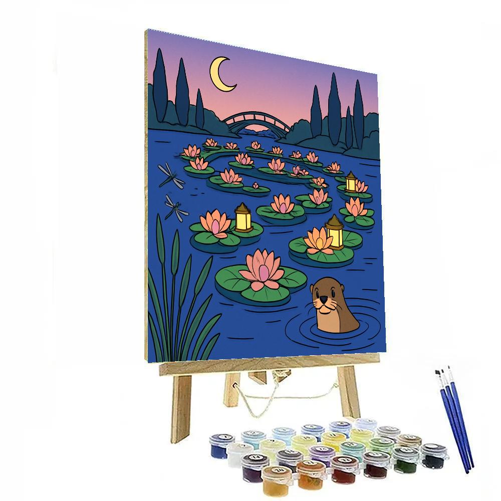 Lanternlit Floating Gardens Lake DIY paint by numbers