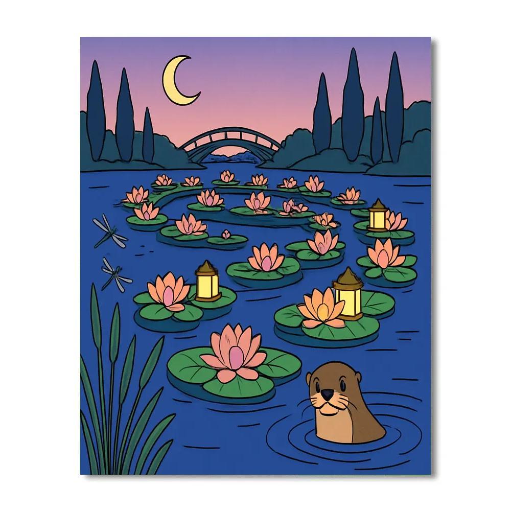 Lanternlit Floating Gardens Lake DIY paint by numbers