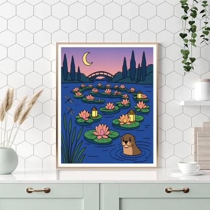 Lanternlit Floating Gardens Lake DIY paint by numbers