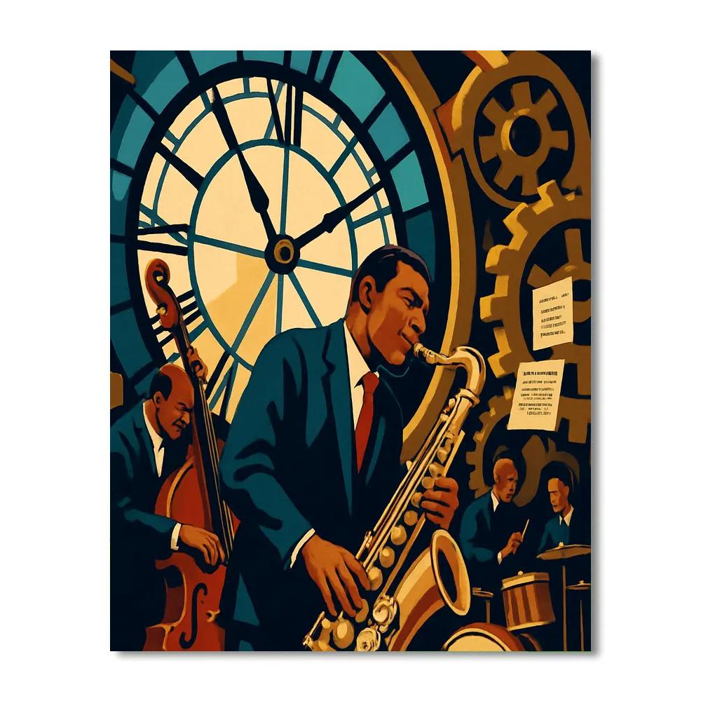 Midnight Clocktower Jazz Rehearsal Numbered painting kits
