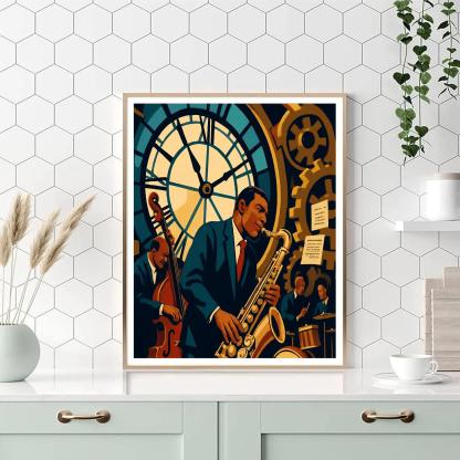 Midnight Clocktower Jazz Rehearsal Numbered painting kits