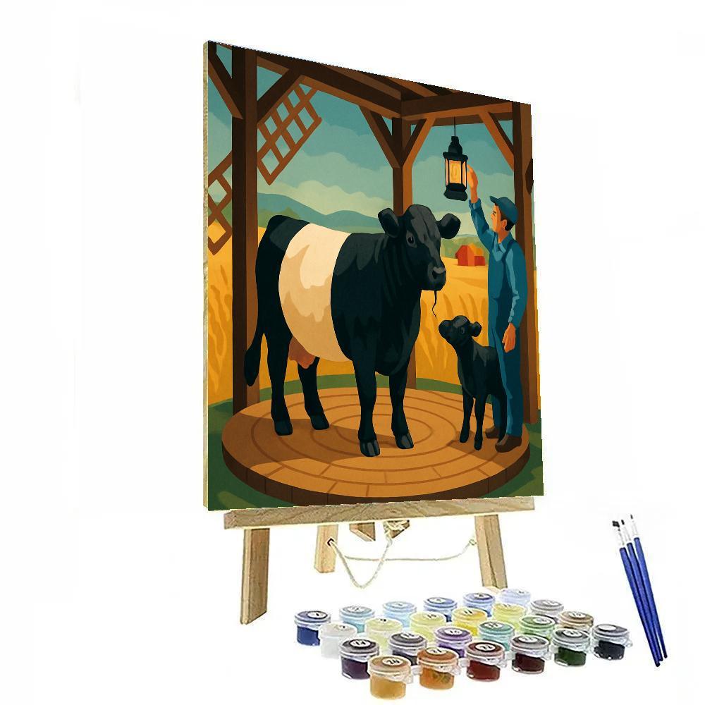 Windmill Workshop With Cow Silhouette Paint by numbers kits