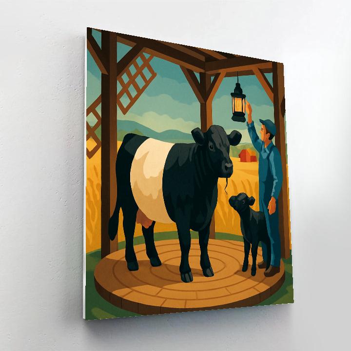 Windmill Workshop With Cow Silhouette Paint by numbers kits