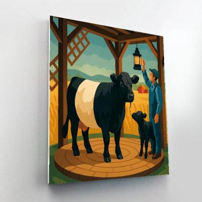 Windmill Workshop With Cow Silhouette Paint by numbers kits