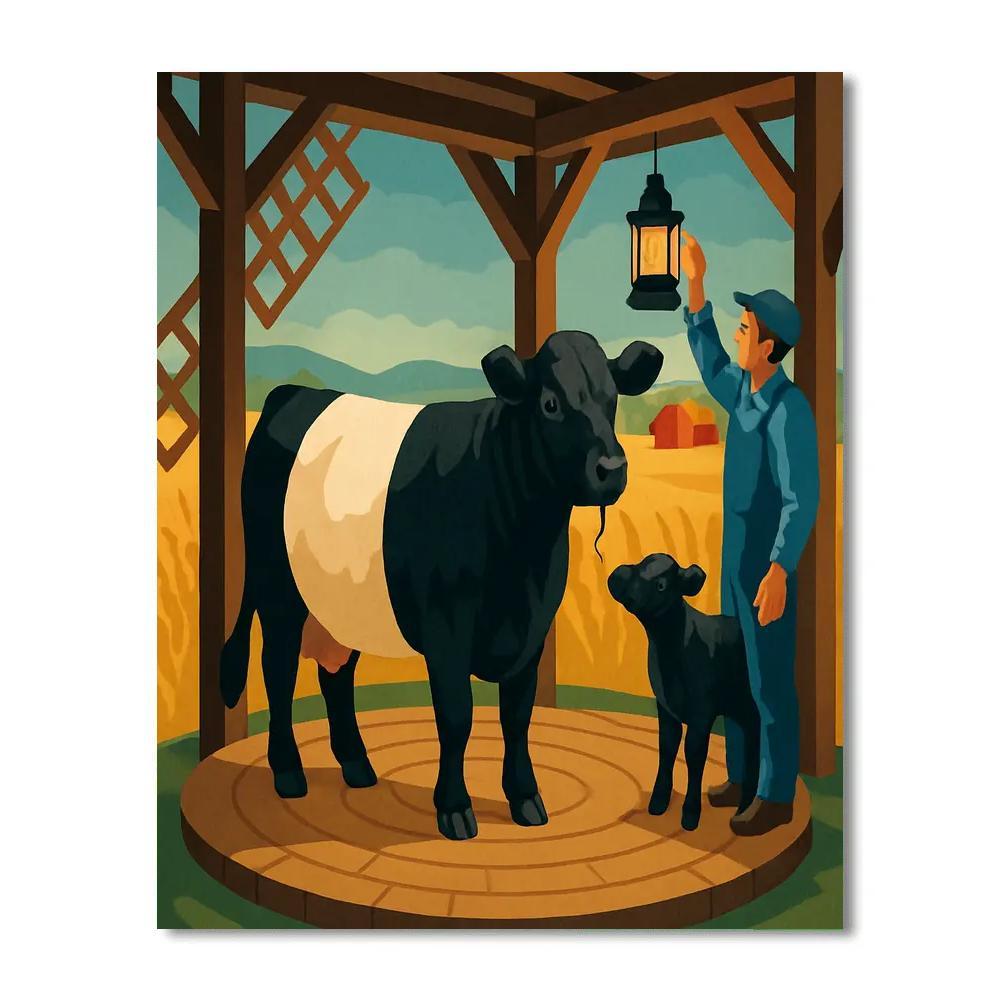 Windmill Workshop With Cow Silhouette Paint by numbers kits