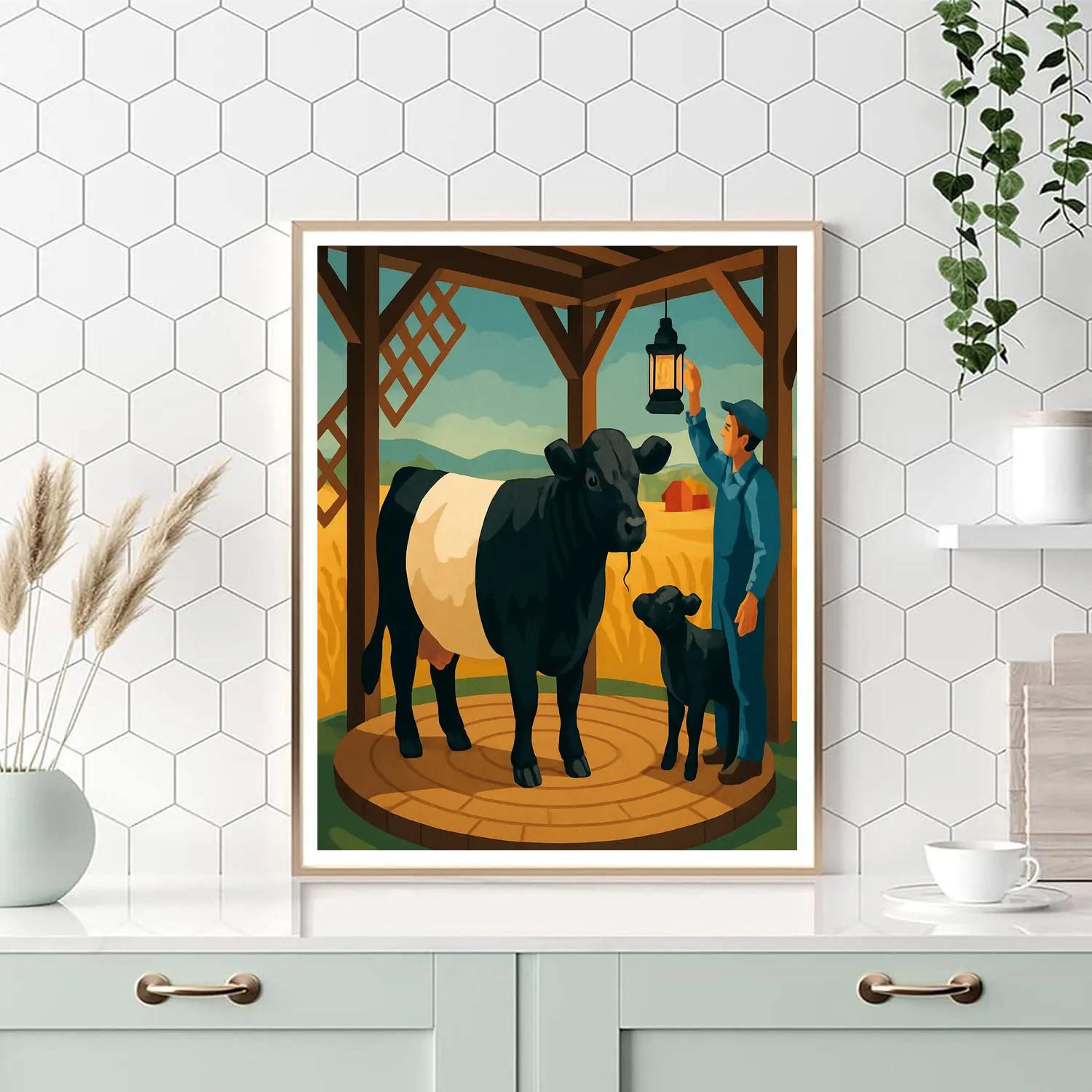 Windmill Workshop With Cow Silhouette Paint by numbers kits