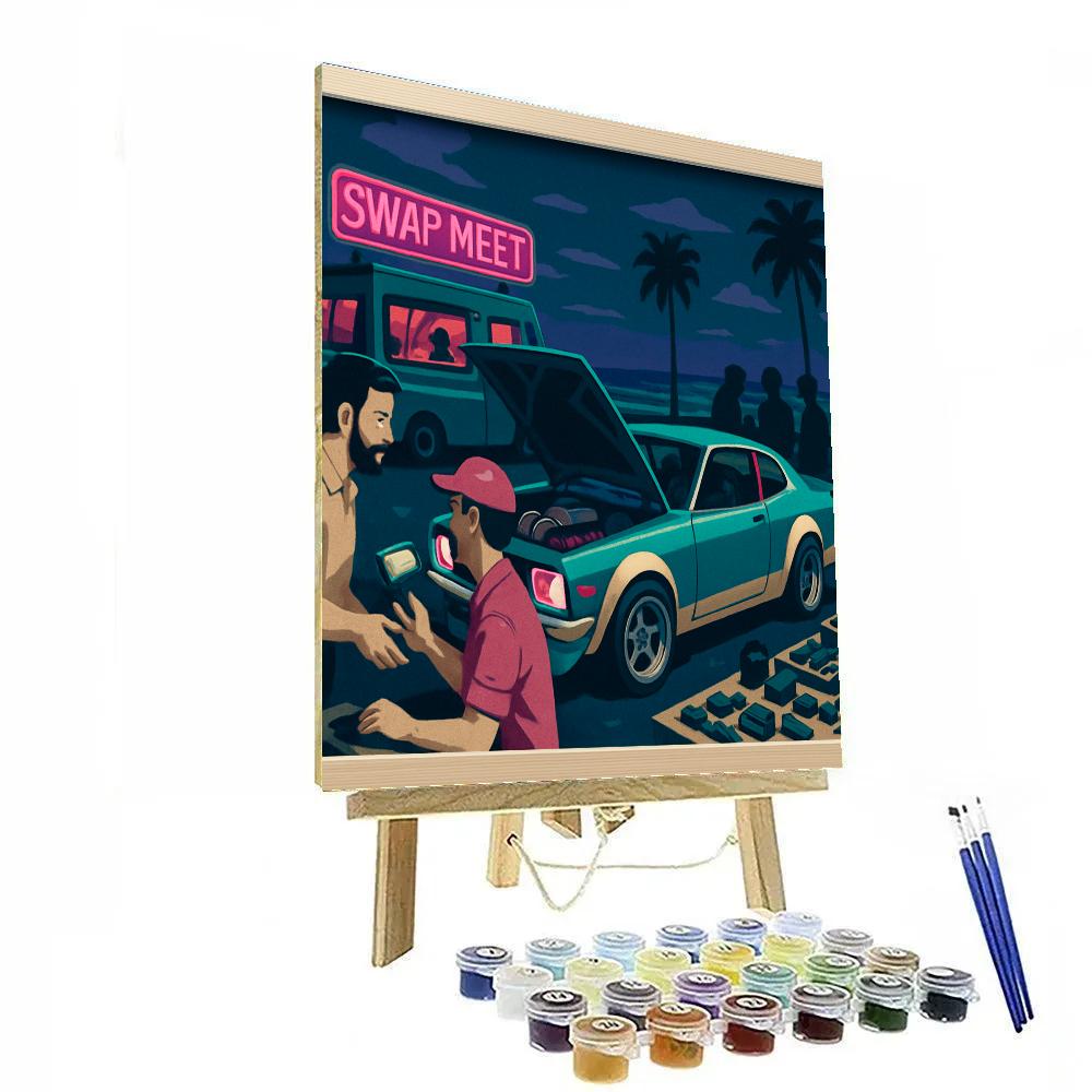 Neon Swap Meet Cars Culture Paint by numbers kits
