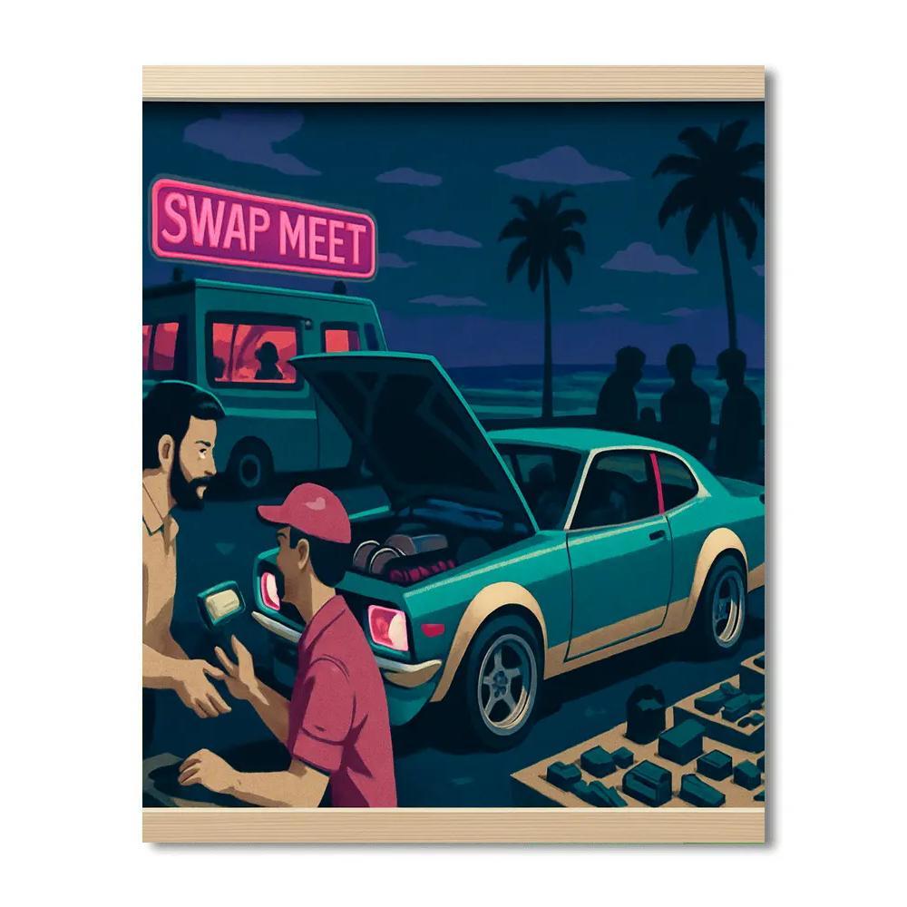 Neon Swap Meet Cars Culture Paint by numbers kits