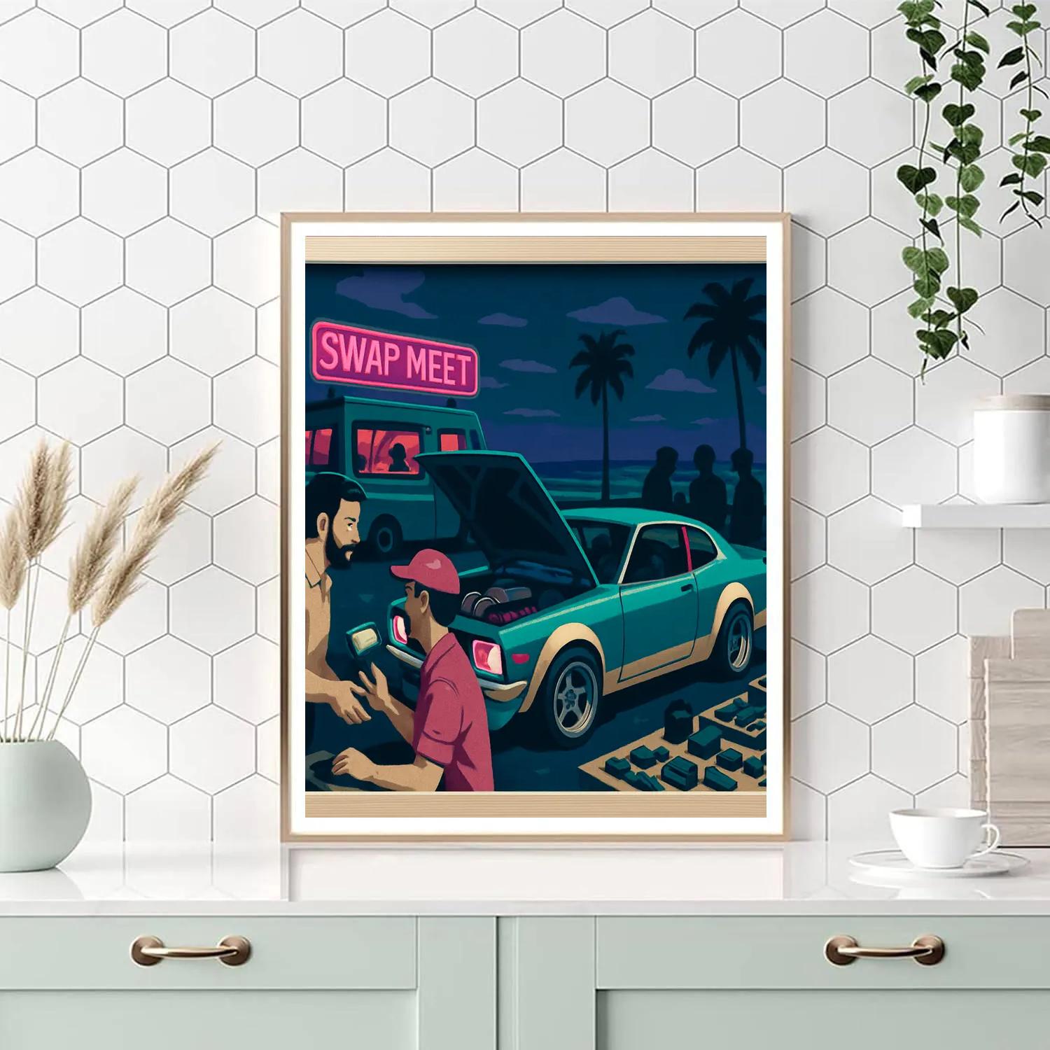 Neon Swap Meet Cars Culture Paint by numbers kits