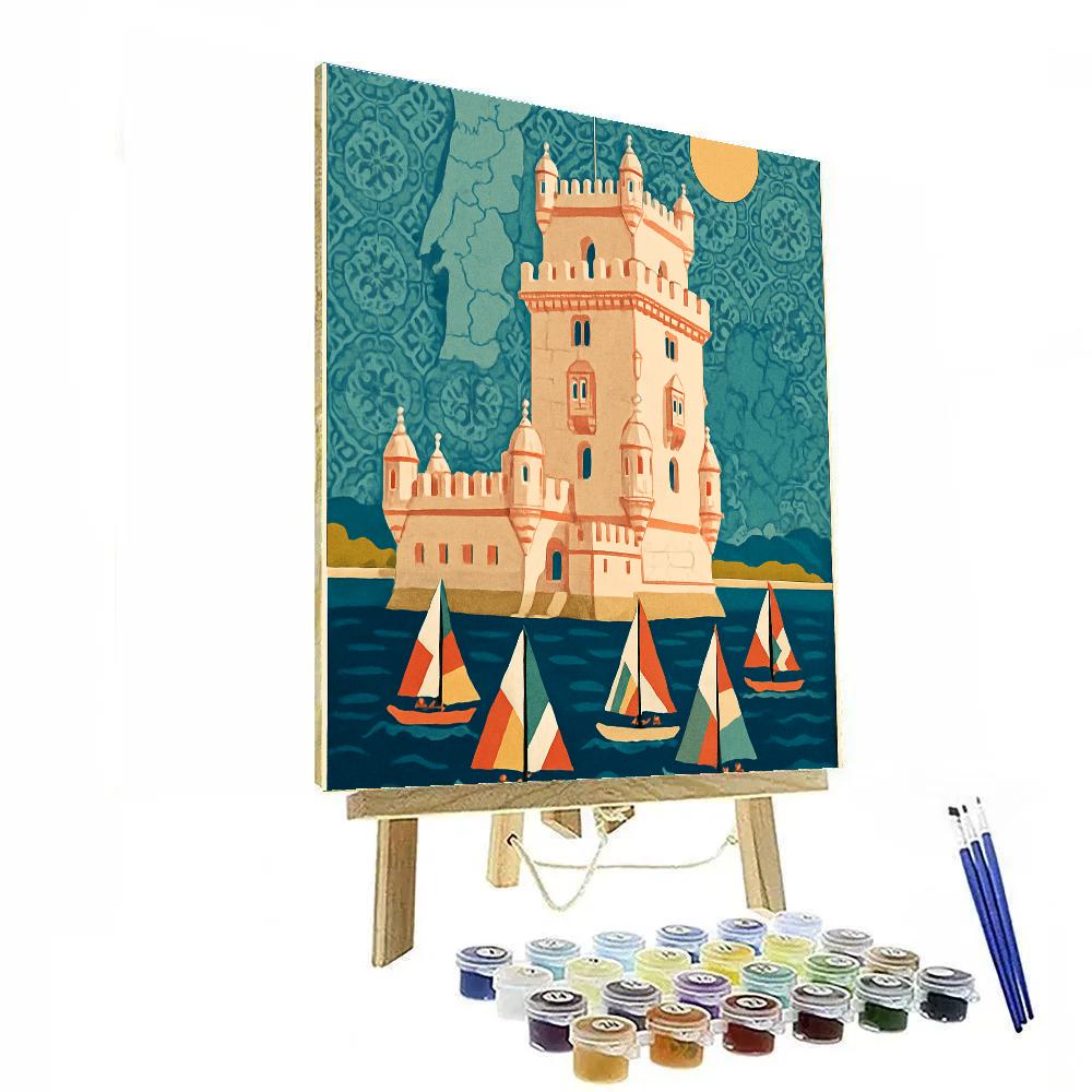 Belem Tower With National Azulejo Sky paint by numbers