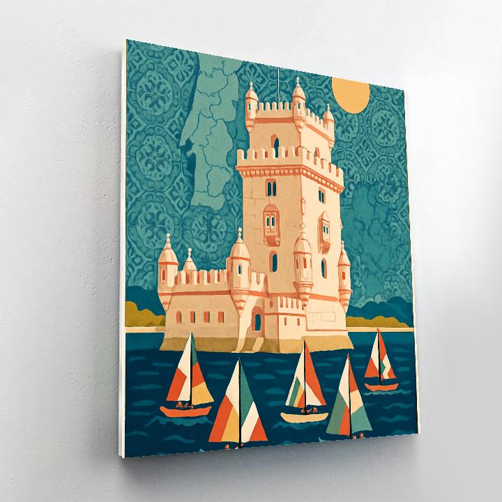 Belem Tower With National Azulejo Sky paint by numbers