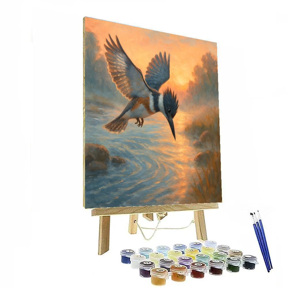 Dawn Along The Riverbank With A Kingfisher painting number kit