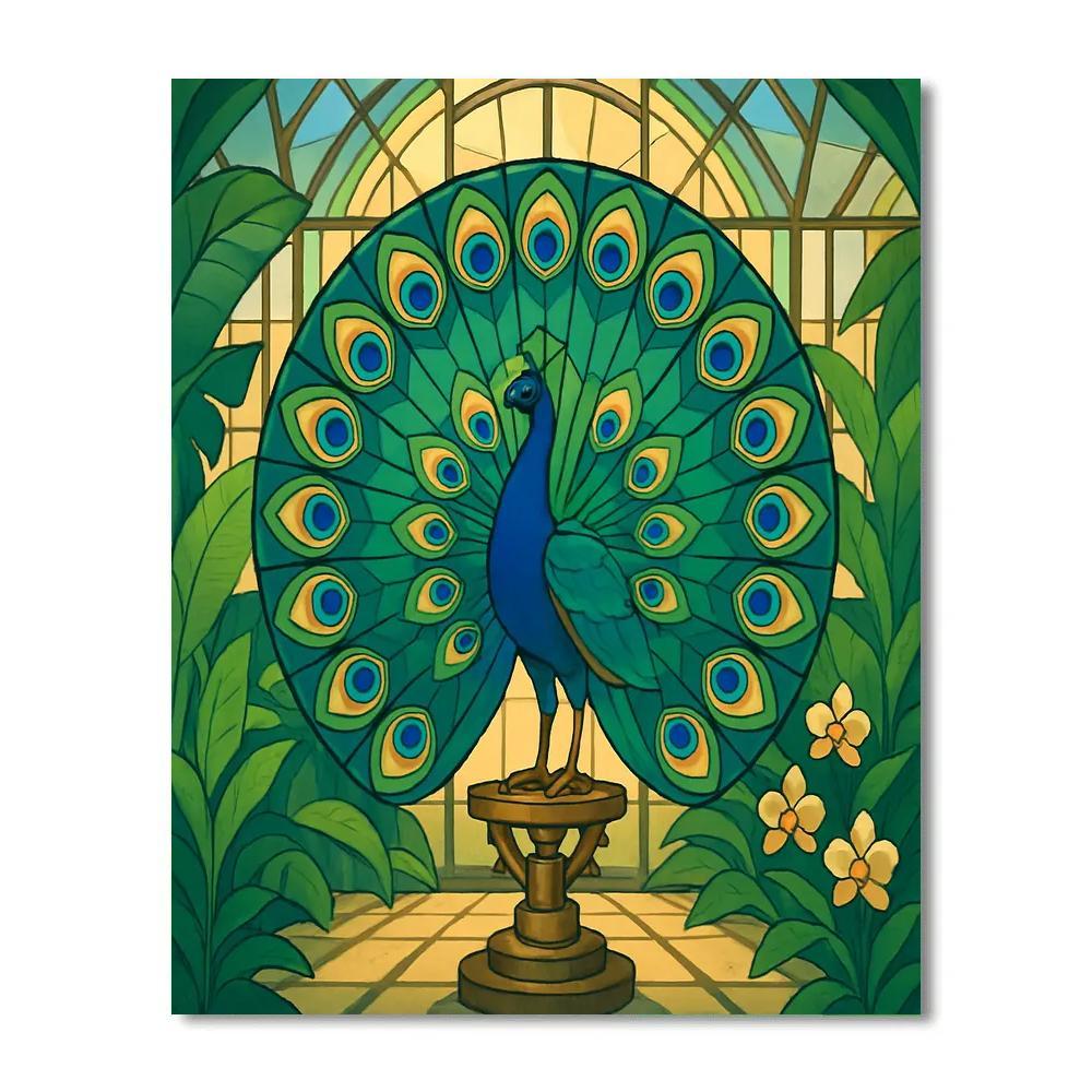 Peacock In Clockwork Conservatory paint by number