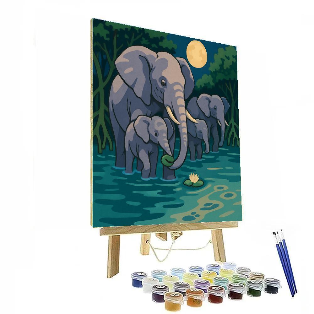 Mangrove Moonrise Elephant Parade painting number kit