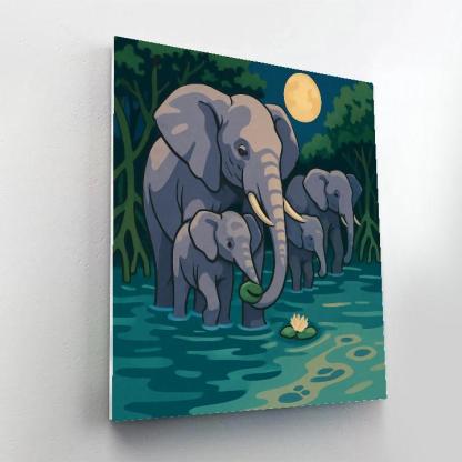 Mangrove Moonrise Elephant Parade painting number kit