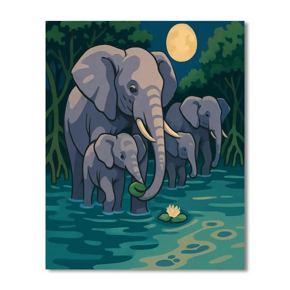 Mangrove Moonrise Elephant Parade painting number kit