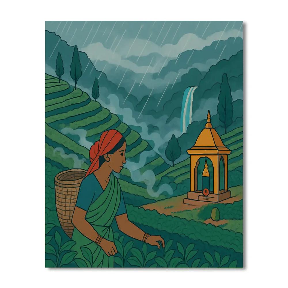 India Monsoon Tea Terrace paint by numbers