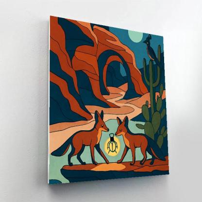 Canyon Relay With Desert Foxes Painting by numbers kit