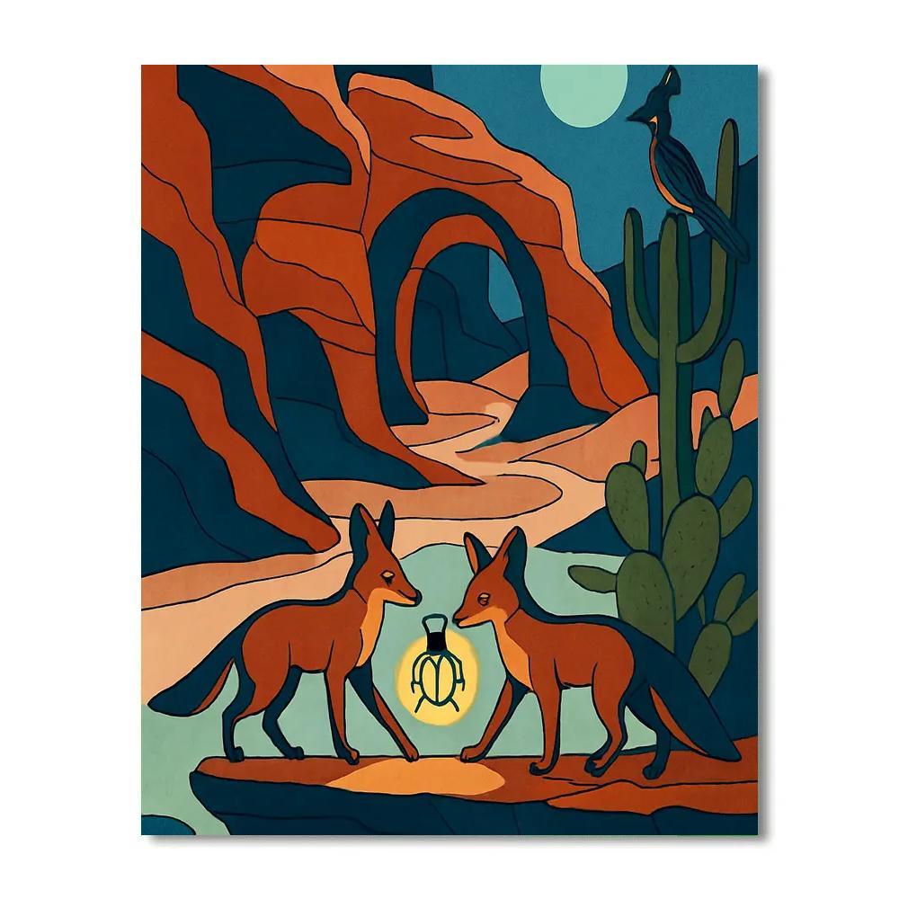 Canyon Relay With Desert Foxes Painting by numbers kit