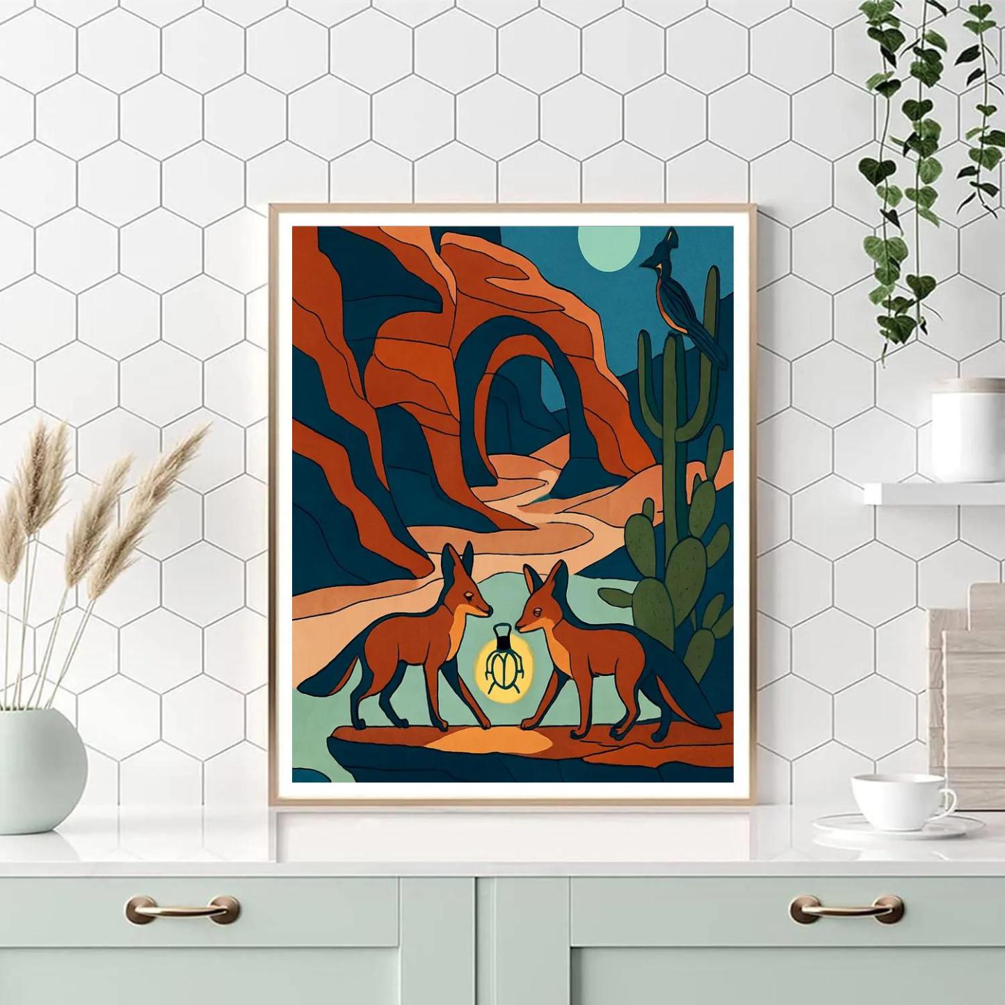 Canyon Relay With Desert Foxes Painting by numbers kit