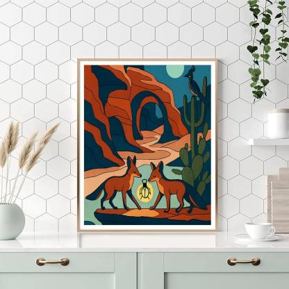 Canyon Relay With Desert Foxes Painting by numbers kit