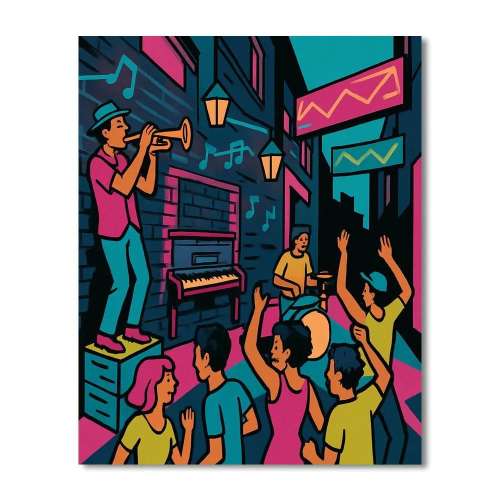 Neon Alley Jam Session In Jazz DIY paint by numbers