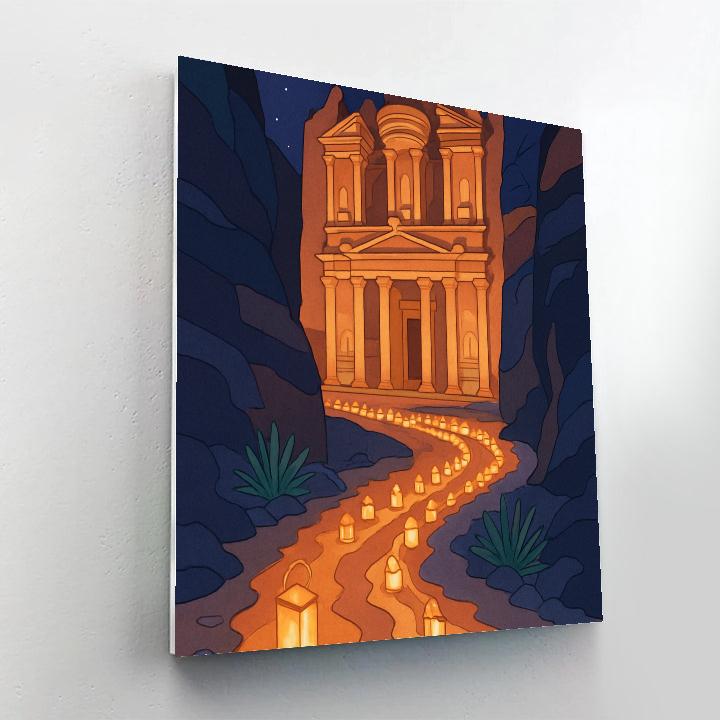 Lantern Procession At Petra National Heritage Night paint by number