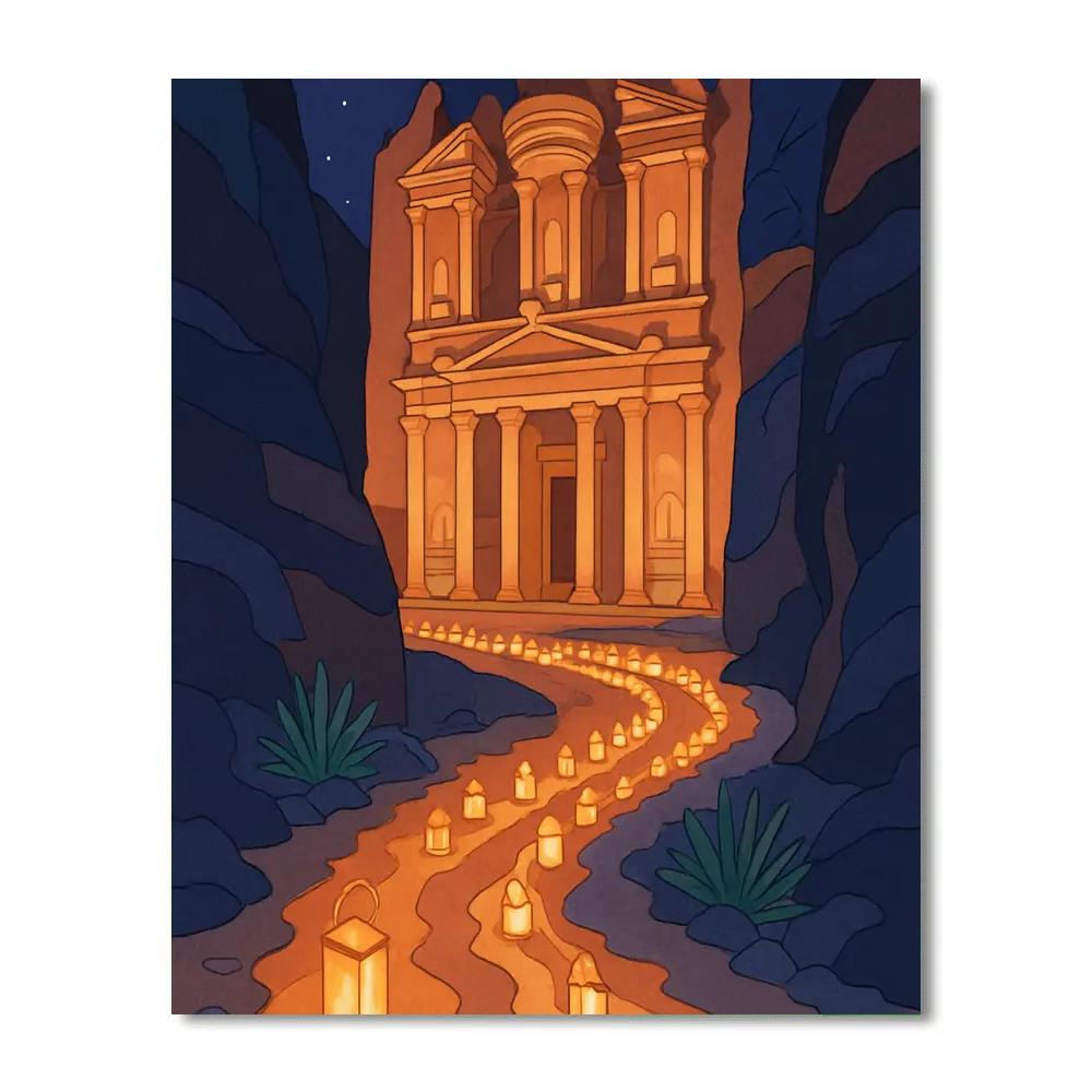 Lantern Procession At Petra National Heritage Night paint by number