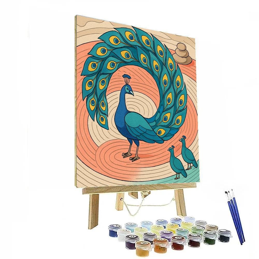 Courtship Spiral With Peacock paint by numbers