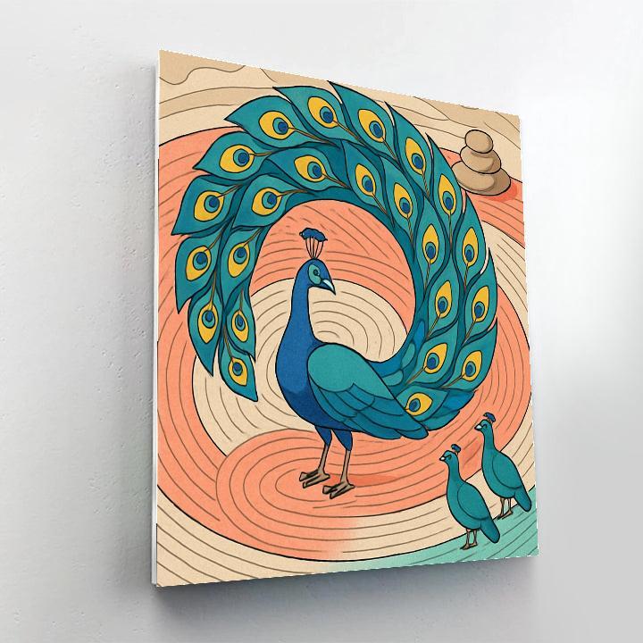 Courtship Spiral With Peacock paint by numbers