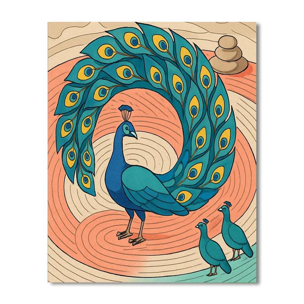 Courtship Spiral With Peacock paint by numbers